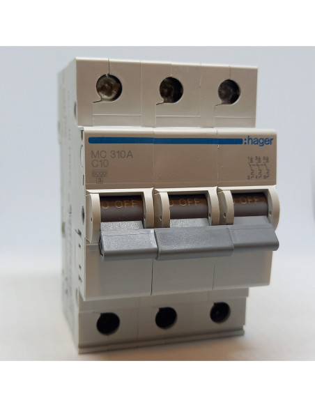 Automatinis jungiklis 3P C10A 6kA Hager