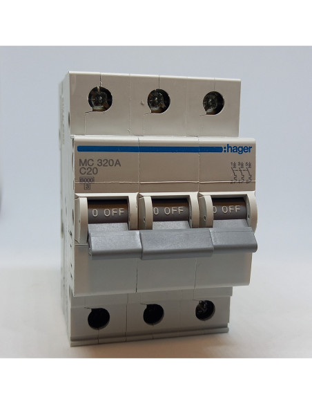 Automatinis jungiklis 3P C20A 6kA Hager