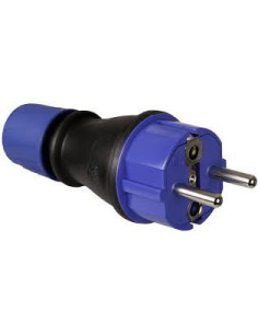 Kištukas su įžeminimu 16A 250V IP54 gumuotas, su kabelio sandarikliu