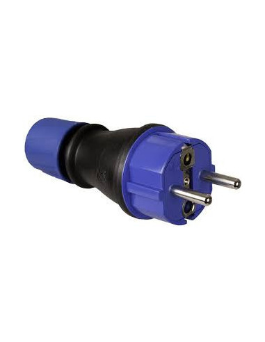 Kištukas su įžeminimu 16A 250V IP54 gumuotas, su kabelio sandarikliu