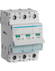 Modulinis jungiklis, 3P, 40A, 400V, 3 moduliai, AC tipas, HAGER