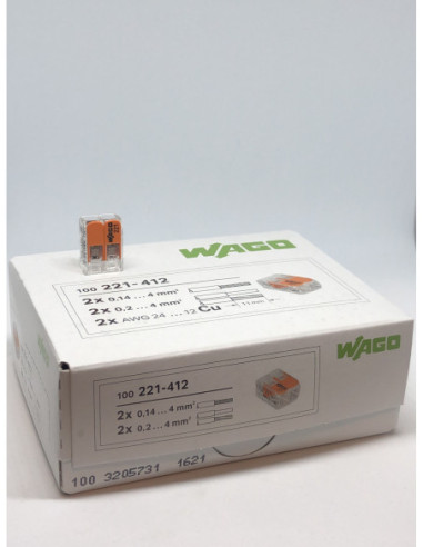 Universali 2 laidų jungtis 2x0.14-4mm2, 100vnt WAGO