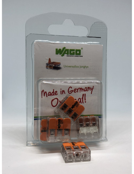 Universali 3 laidų jungtis 3x0.2-4mm2, 5vnt WAGO