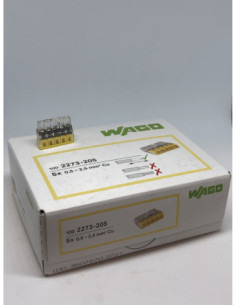 Geltona 5 laidų jungtis WAGO 2273-205, 0.5-2.5mm2, 24A,100vnt