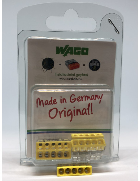 Geltona 5 laidų jungtis WAGO 2273-205, 0.5-2.5mm2, 24A,5vnt