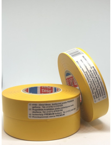 4163 PVC geltona izoliacinė juosta 33mx19mm PREMIUM Tesa